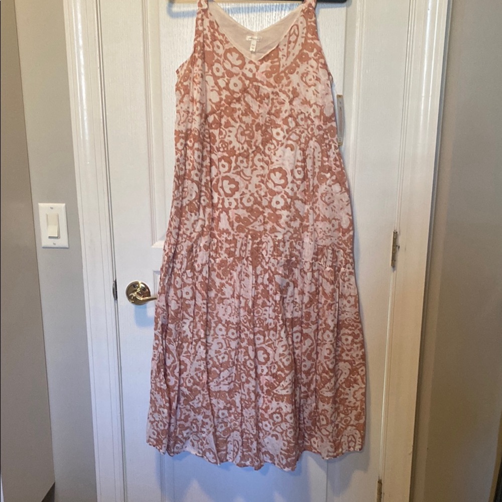 Joie Pink Midi Sundress with Sleeveless Design and Tiered Skirt